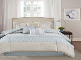 7 Piece Comforter Set Aqua Queen B03596852
