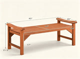 Solid Wood Outdoor Garden Bench, Rustic Minimalist Patio Bench with Curved Slatted Seat & Side 60831672