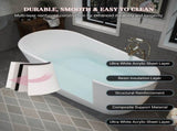 55" Acrylic Freestanding Bathtub, Stylish Deep Soaking Bathtub with Pop-up Drain & Integrated W1920P386218