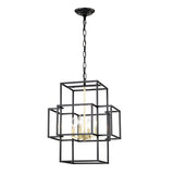4-Light Metal Lantern Tiered Pendant Hanging Light Fixtures, Industrial Farmhouse Adjustable Height W1592P247685