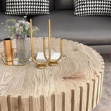 Modern minimalist circular coffee table 31.4'' with natural wood texture, stable and durable, W1727P251152