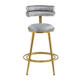 ZUN 27.65'' Modern Counter Stools Set of 2,Dark gray velvet Counter Stools with iron Frame,Soft back and N780P194940G