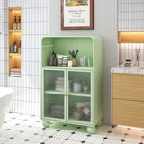 ZUN 45.28" H Cabinet, Bathroom Floor Cabinet with Glass Door and Shelves, Freestanding Display W757P205952