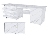 57.5" Foldable Sewing Machine Table with Locking Casters, Multi-Storage Craft Station with Shelves, 62895013