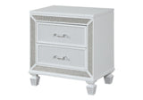 Crystal Modern Style 2-Drawer Nightstand Made with Wood Finished in White B00970957