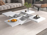 Square Marble Veneer Coffee Table Sliding Top with Storage in White 39.4'' N735P388120K