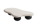 40 Inch Cloud Shaped Coffee Table with 3 Ball Legs for Living Room, White Top Black Legs 31213575