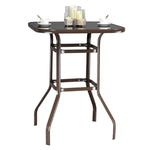 ZUN Wrought Iron Glass High Bar Table Patio Bar Table Brown 75817084