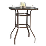 ZUN Wrought Iron Glass High Bar Table Patio Bar Table Brown 75817084