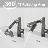 ZUN Gun Grey Bathroom Sink Faucet with Spray Function and Temperature Display for Anti-Skid Switch and W1217P214939