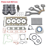 ZUN 21mm Pistons + Rods + Head Gaskets Kit For Audi VW 2.0T TSI EA888 CCTA CBFA CAEA 06H198401A 35853539