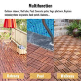 Acacia Wood Interlocking Deck Tiles Checker Pattern, 30 PCS 12" x 12" Square Acacia Hardwood Outdoor W2391P272587