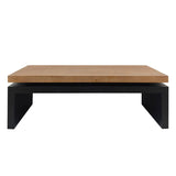 Black and Natural Wood Living Room Table Versatile Coffee Table 2-Tiered Wood Tabletop Table 47.6" L W2729P198992