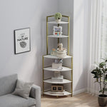 ZUN 6-Tier Corner Open Shelf Modern Bookcase Wood Rack Freestanding Shelving Unit,Plant Album Trinket W2167P207457