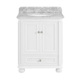 ZUN 30'' Bathroom Vanity with Carrara Natural Marble Top and Backsplash, Bathroom Storage Cabinet with W1059P155206