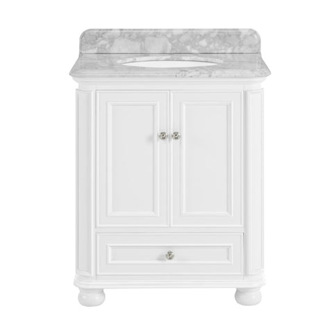 ZUN 30'' Bathroom Vanity with Carrara Natural Marble Top and Backsplash, Bathroom Storage Cabinet with W1059P155206