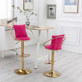 Rose Red velvet bar chair, pure gold plated, unique design,360 degree rotation.adjustable W117094402