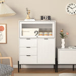 ZUN Sideboard with 3 Drawers ,1 door and 1 glass Door Wood Cabinet with Storage for Kitchen, Dining W409P153983