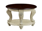 22'' Two Tone Round End Table,Solid Wood Sofa Side Table with Shelf,Living Room Corner Table Easy 69231316