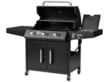 46,000 BTU Gas with Side Burner, 31 Burner Stand-Up Black Iron BBQ, Porcelain Enamel 32776073