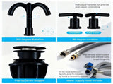 Bathroom Faucet 2 Handle Matte Black Bathroom Faucet Widespread 3 Hole 360&deg Swivel Spout Modern 27849756