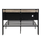 Full Size Metal Platform Bed Frame with upholstery storage function Headboard and USB LINER and W311133412