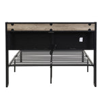 ZUN Queen Size Metal Platform Bed Frame with upholstery storage function Headboard and USB LINER and W311133408