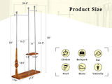 70" Industrial Coat Rack, Solid Wood & Silver Stainless Steel Clothing Rack, Double Layer Hanger for W2920P276826