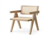 Mid-Century Modern Solid Wood Dining Accent Chair with Natural Rattan Cane Back & Seat, Vintage B2792P603477