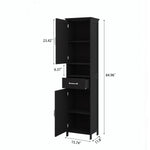 ZUN Double Door Narrow Height Slim Floor Standing Cabinet with 2 Adjustable Shelves-Black 58915687