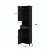 ZUN Double Door Narrow Height Slim Floor Standing Cabinet with 2 Adjustable Shelves-Black 58915687