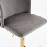A&A Furniture,Swivel Barstools Adjusatble Seat Height With Gold-plating Base, Classic Velvet W1143P204046