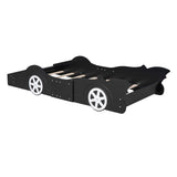 Twin Size Race Car-Shaped Platform Bed with Wheels,Black WF298789AAB