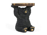 Black Bear Side Table Pedestal End Table Stool, MGO Bear Statue Hand Painted Sculpture for Home, 60767327