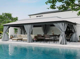 Patio Gazebo 10'x20', Outdoor Heavy Duty Party Tent Shelter With Double Roofs, Mosquito Nettings And 57887178