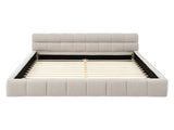 Queen Size Upholstered Bed Frame Thick Fabric, Chenille Fabric Grounded Queen Size Platform Bed 09509443