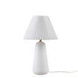 ZUN Textured Ceramic Table Lamp with Fluted Fabric Shade White See below B035P264542