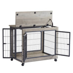 ZUN Furniture Dog Cage Crate with Double Doors on Casters. Grey, 31.50'' W x 22.05'' D x 24.8'' H. 70138030