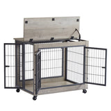 ZUN Furniture Dog Cage Crate with Double Doors on Casters. Grey, 31.50'' W x 22.05'' D x 24.8'' H. 70138030