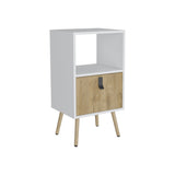 Tall Nightstand 29"H, with One Drawer and Functional Storage, White / Macadamia B097P167469