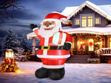 7 FT Lighted Christmas Inflatable Decoration, Inflatable Black Santa Claus Holding Gift, Funny Blow 92959215