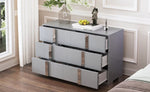 ZUN Elegant Modern Dresser with Metal Handle,Mirrored Storage Cabinet with 6 Drawers for Bedroom,Living 24755418