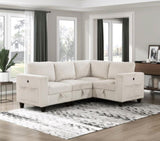 Modern Living Room Furniture Beige Chair with Storage Corduroy Fabric Upholstery 1pc Modular B011P206259