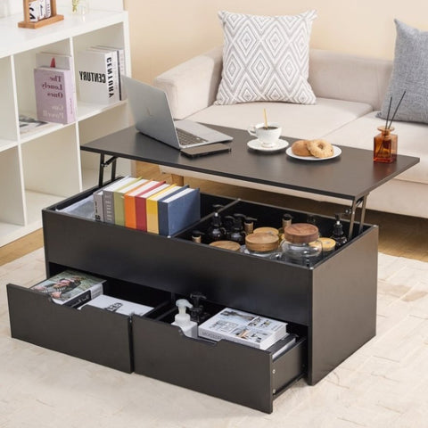 ZUN Lift-Top Coffee Table with Storage Center Tables Hidden Compartment & 2 Drawers, Sofa Table For W2282P188572