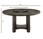 ZUN 1pc Transitional Round Table with Lazy Susan Dark Brown Finish Single Pedestal Wooden Dining Room B011P207874