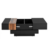 ZUN ON-TREND 31.4'' x 31.4'' Square Coffee Table with Sliding Tabletop, High Gloss Center Table with N721P180696B