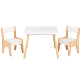 White & Wood Tone Kids Table and 2 Chairs Set, MDF, 60*60*44cm 11132323