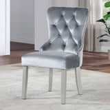 Classic Gray Flannelette 2pcs Sides Crystal-like Acrylic Buttons Upholstered Wingback Dining B011P306179