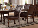 Traditional Dining Wooden Side Chairs Set of 2 Brown Cherry Finish Faux Leather Upholstery Home B01149812