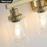 Golden 5-Light Vanity Light with Clear Glass Shades, Modern Iron Metal Bathroom Wall Fixture for 76960977